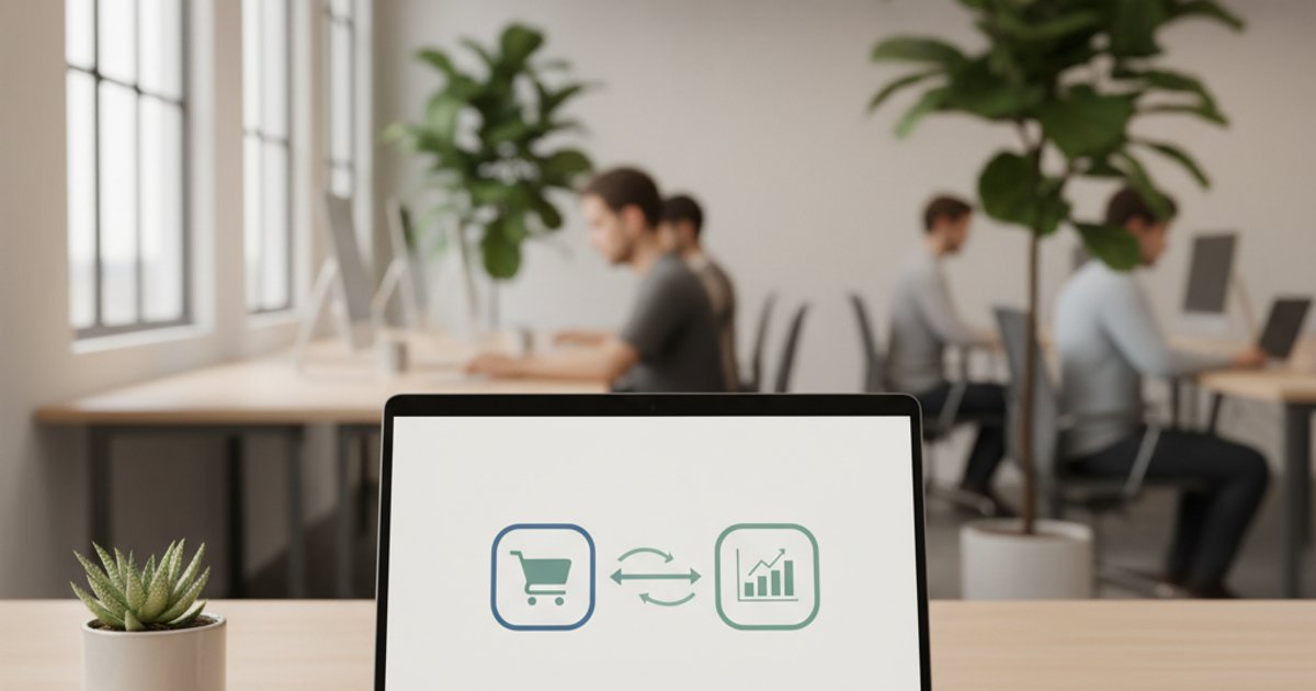 Workflow diagram van webshop order automatisch naar boekhoudpakket met iconen