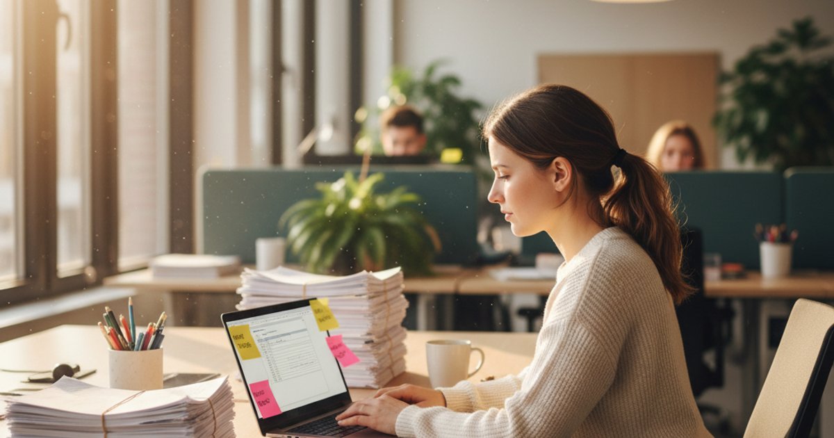 Medewerker die handmatig facturen invoert in boekhoudprogramma, tijdrovend administratief werk