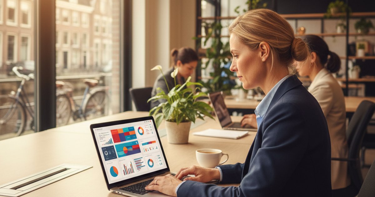 Ondernemer werkt met meerdere bedrijfssystemen op laptop voor API integratie MKB