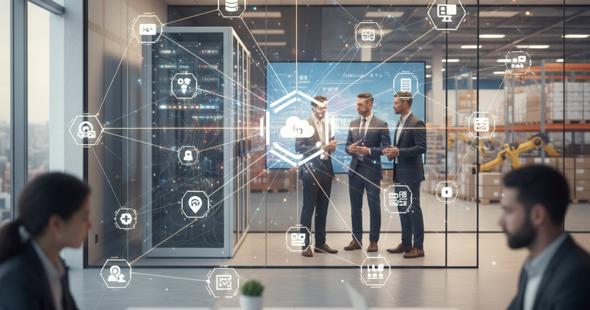 Systeemintegratie diagram met API koppelingen tussen verschillende bedrijfssoftware pakketten