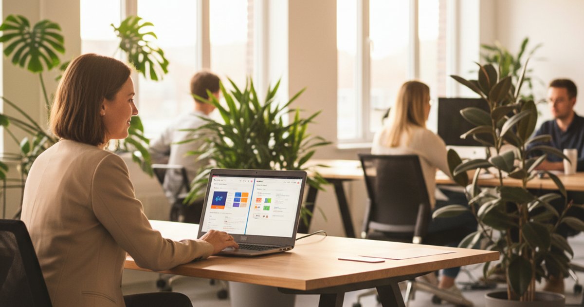 Administratief medewerker werkt met webshop en AFAS Profit koppeling op laptop