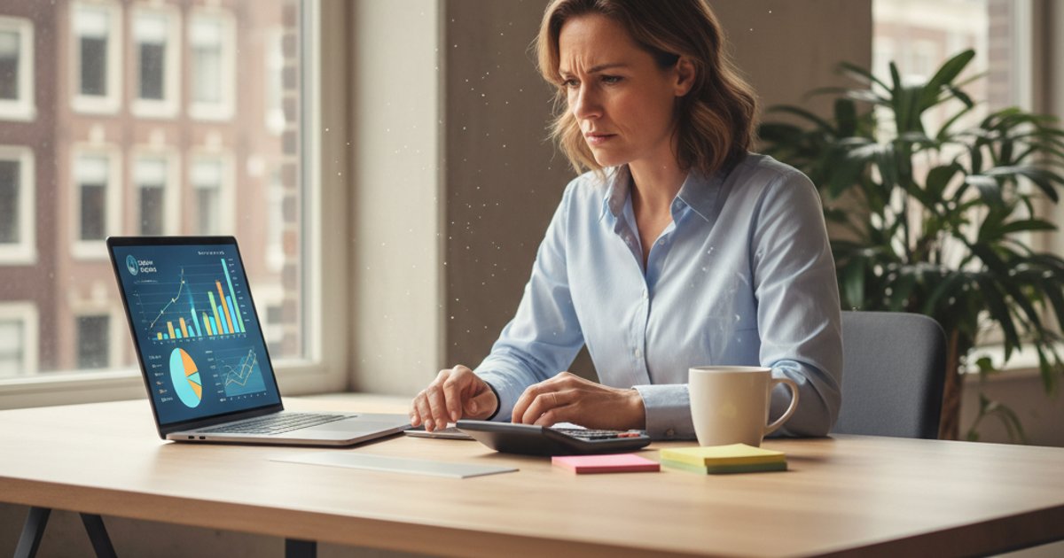 Ondernemer analyseert voorraad en verkoopcijfers, berekent kosten van overselling