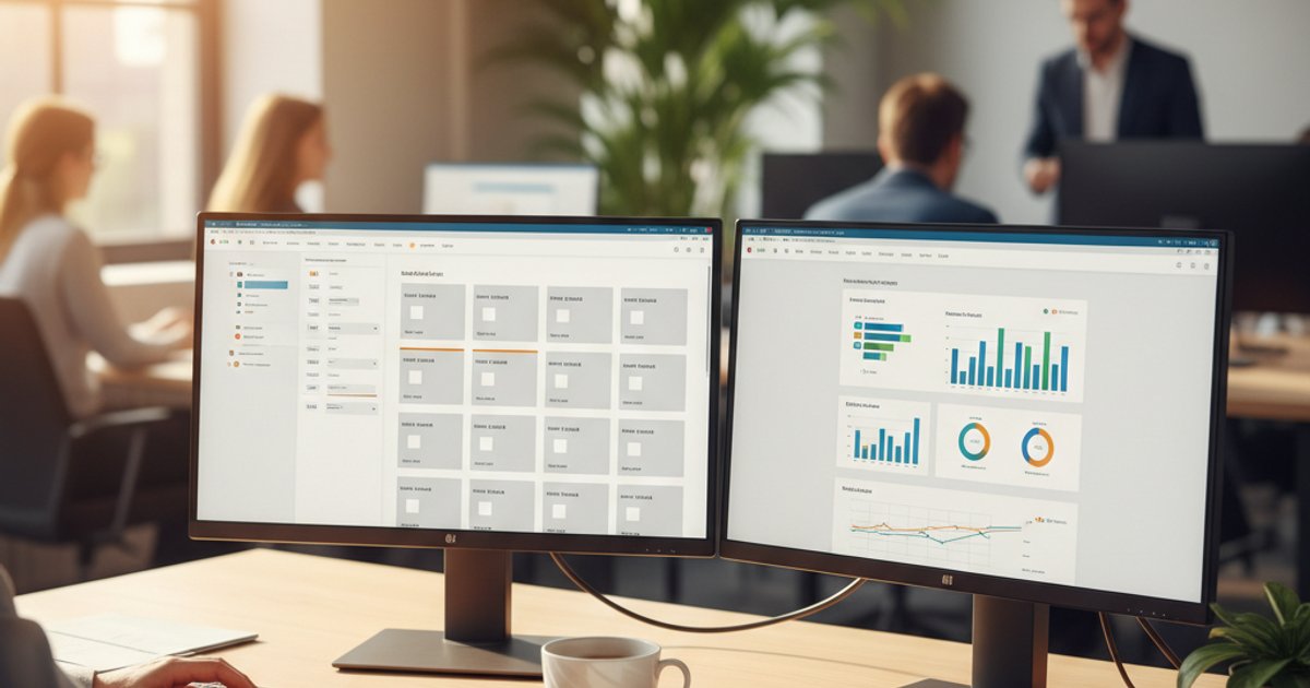 Magento 2 backend en Exact Online dashboard op twee schermen voor integratie