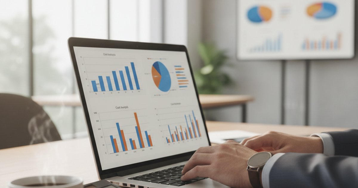 Zakenvrouw analyseert kosten en baten van systeemintegratie op laptop