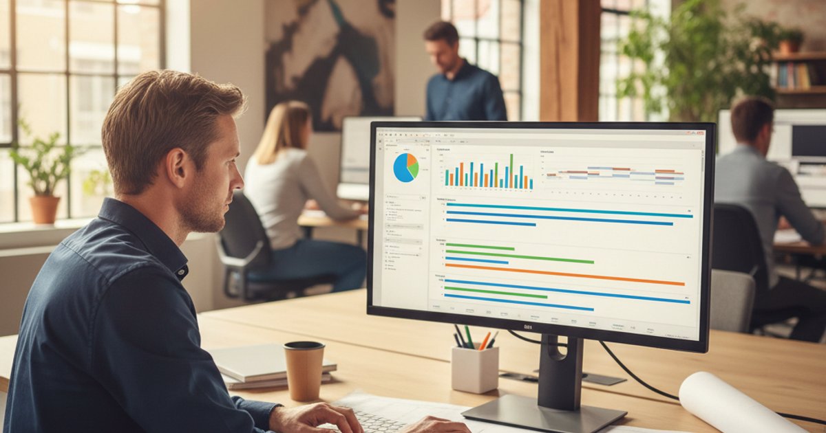 Projectleider bekijkt real-time urenoverzicht bouwprojecten in AFAS dashboard