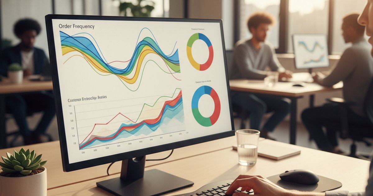 Grafiek met orderfrequentie patronen en herbestelsignalen op computerscherm