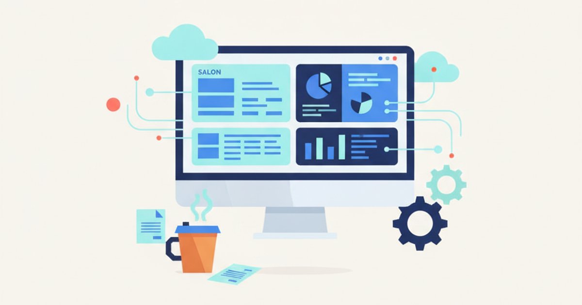 Computer scherm met salon agenda software en boekhouding dashboard