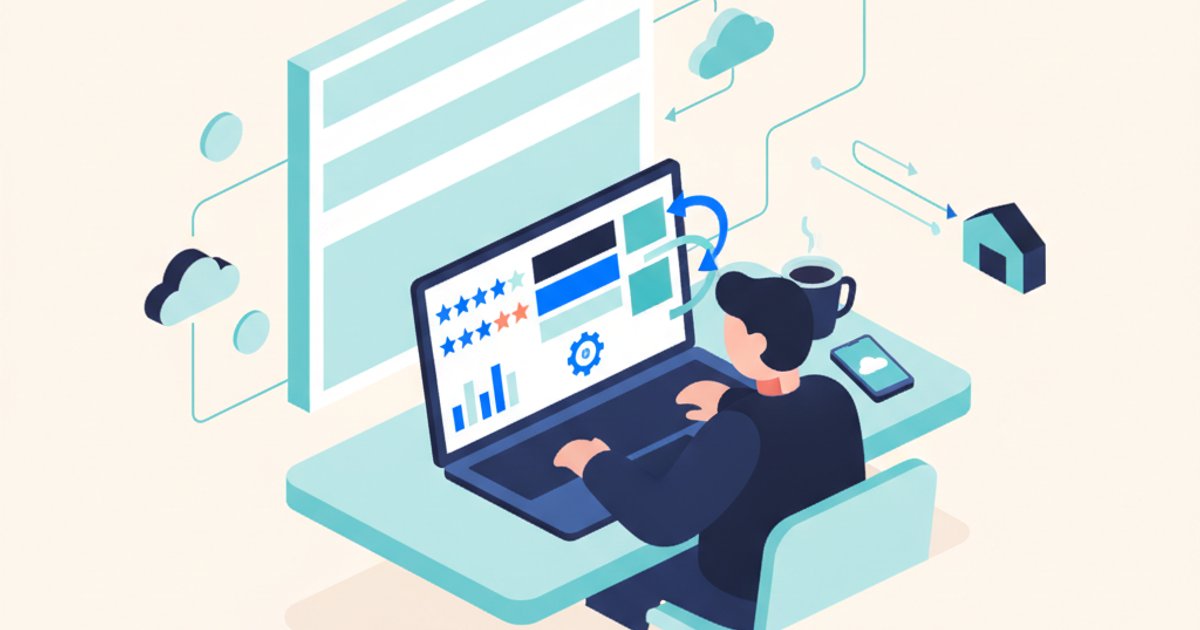 Ondernemer analyseert klantreviews op laptop dashboard met orderstatistieken