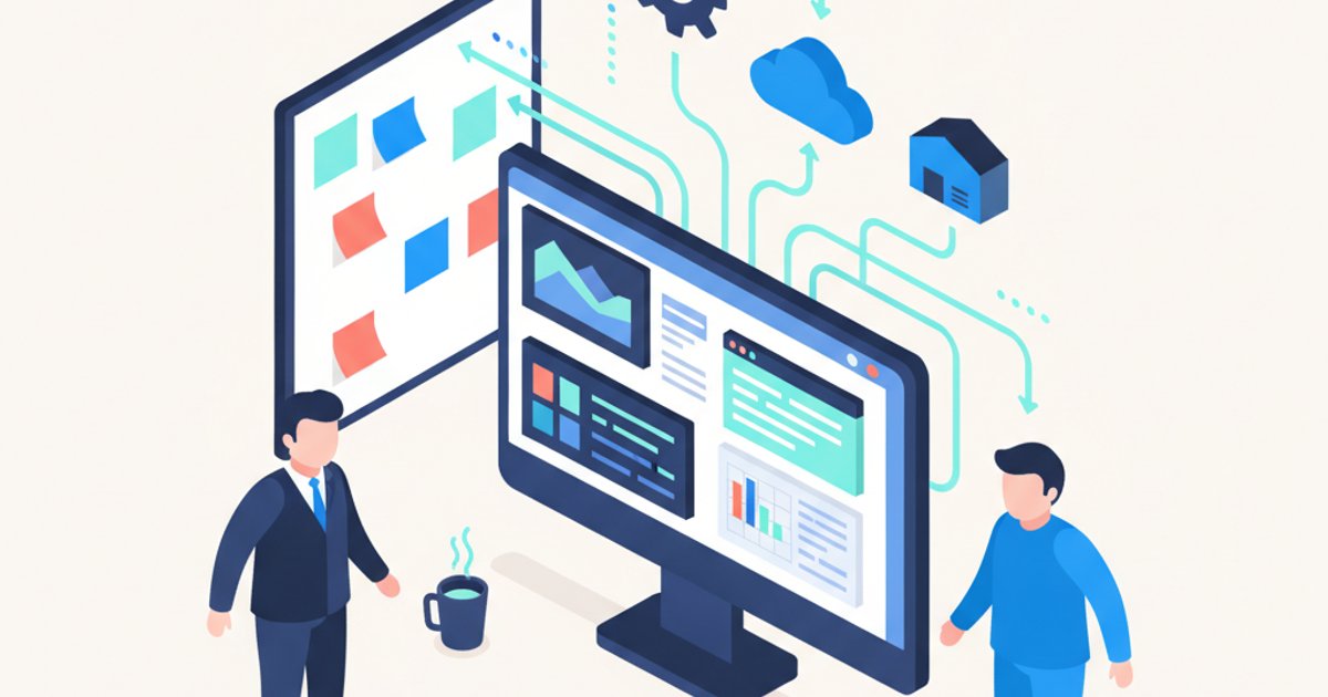 Zakelijke professionals bespreken IT-dashboard en systeemintegratie performance in kwartaaloverleg