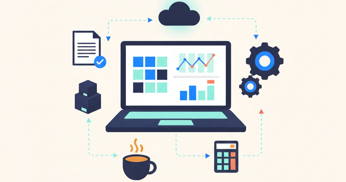 Laptop scherm met transportplanning software en financiële dashboard naast pakbonnen en verzendlabels