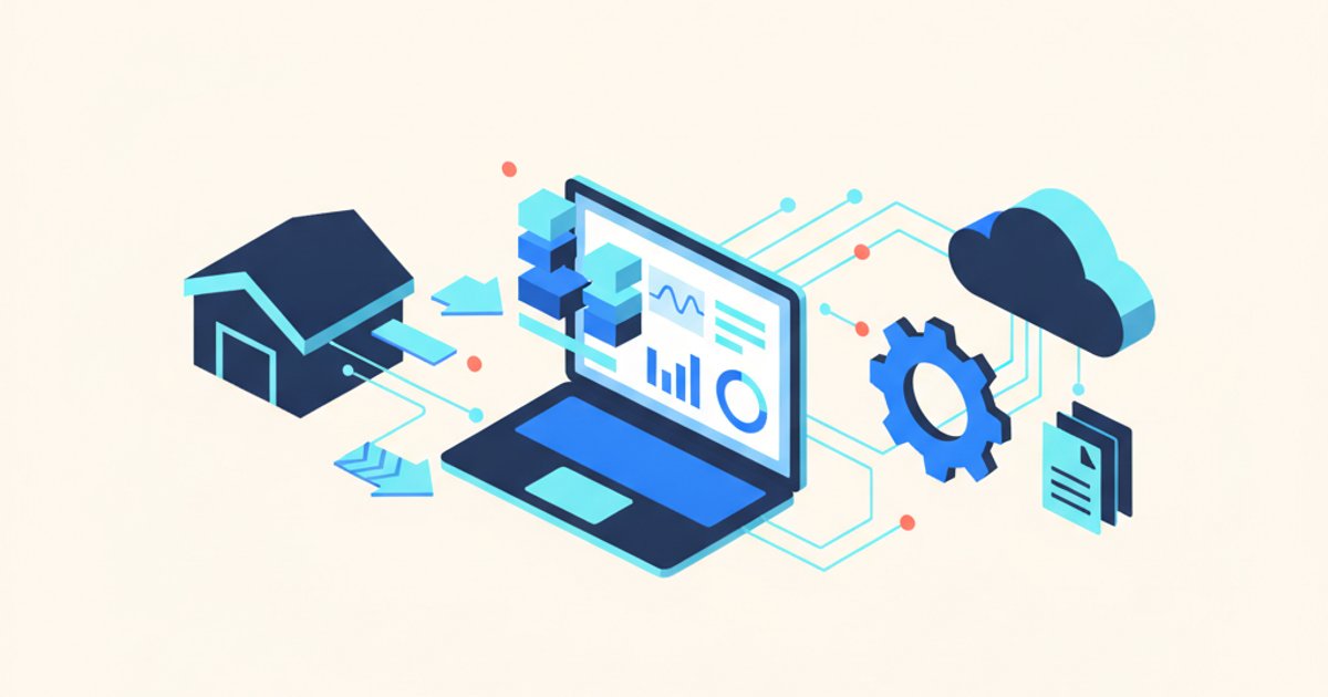 Dashboard op laptop scherm met real-time voorraad en order statistieken, moderne kantooromgeving