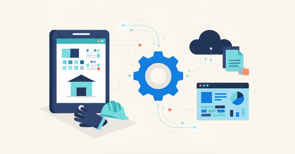 Close-up van tablet scherm met materiaallijst en voorraadniveaus, werkhandschoenen op tafel